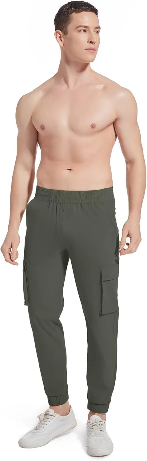 27" Cargo Joggers for Short Men Athletic Hiking Pants Casual Lightweight Sweatpants with Pockets