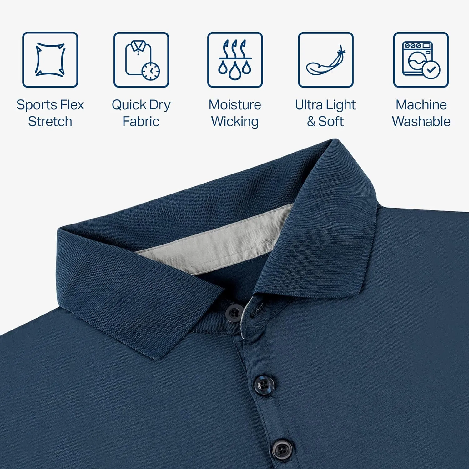 [3 Pack] Mio Marino Golf Polo Shirts for Men - Dry Fit - Ultra-Light Fabric