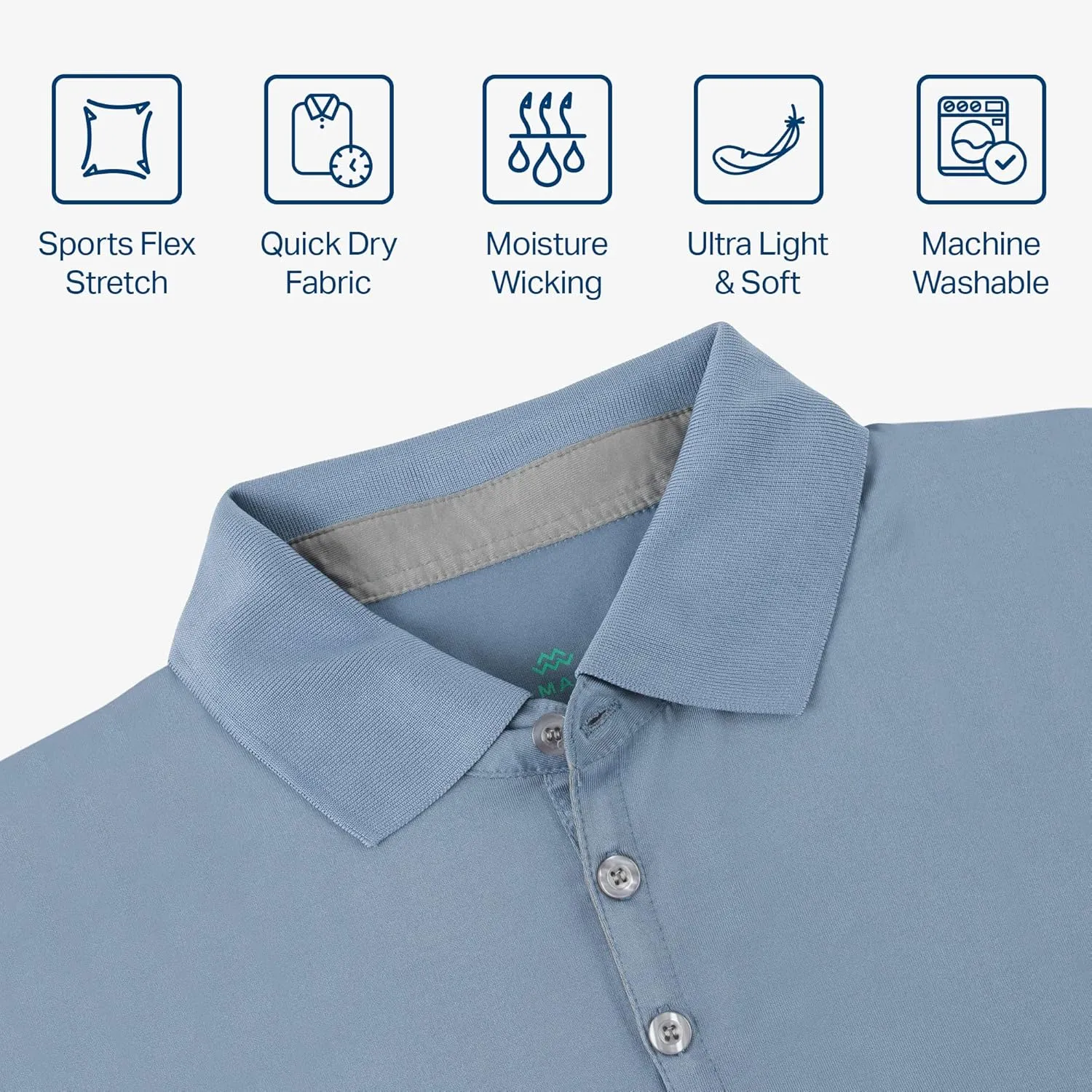 [3 Pack] Mio Marino Golf Polo Shirts for Men - Dry Fit - Ultra-Light Fabric