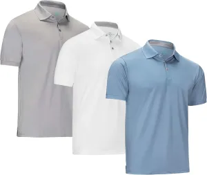[3 Pack] Mio Marino Golf Polo Shirts for Men - Dry Fit - Ultra-Light Fabric