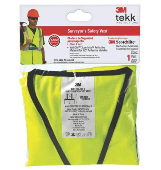 3M 94618-80030T Adjustable Reflective Surveyor's Safety Vest, Hi-Viz Yellow