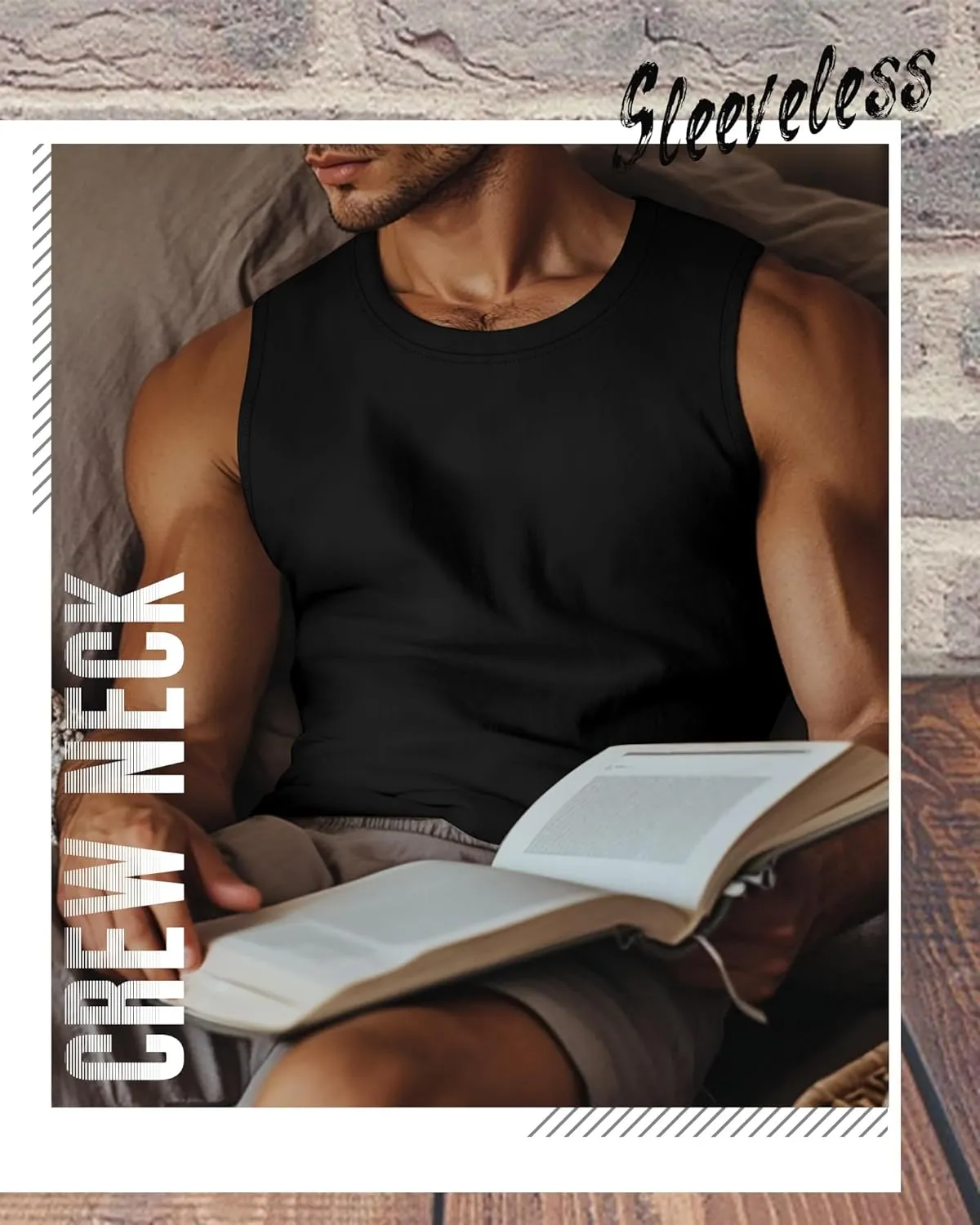 4 Pack Men's Sleeveless Tank Tops, Cotton Crew Neck T Shirts Casual Classic Shirts Workout Muscle Gym Solid Tees