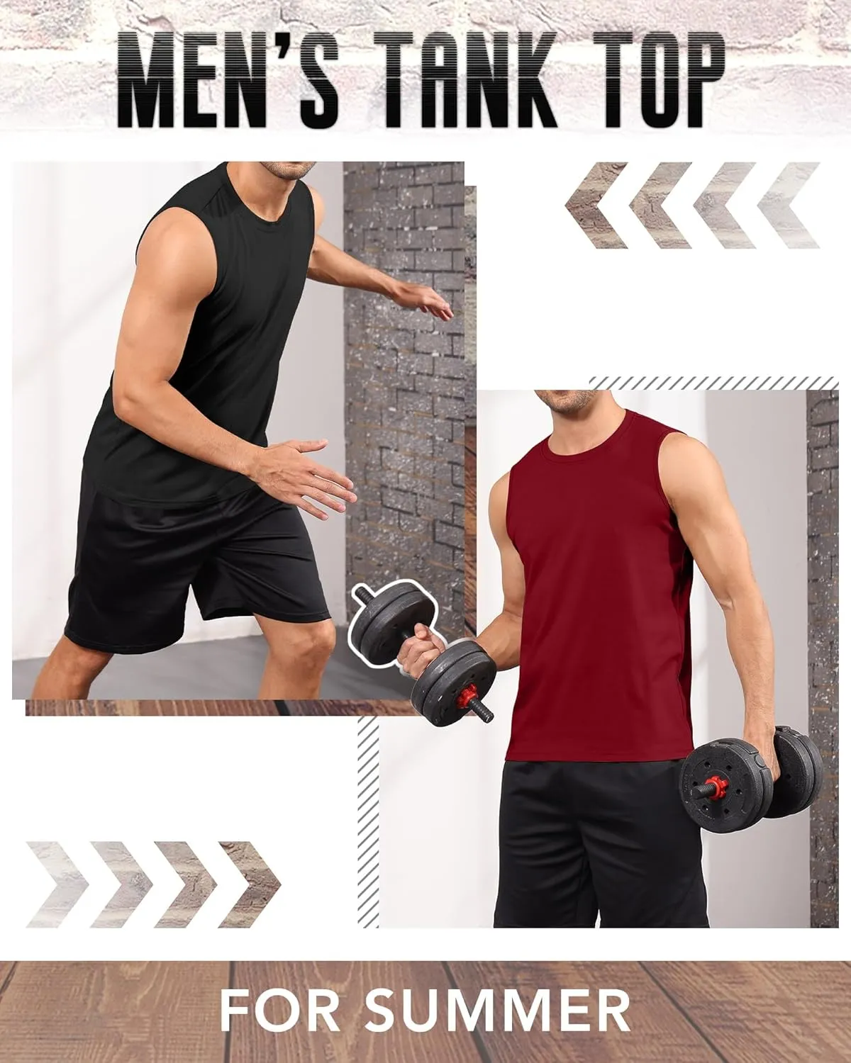 4 Pack Men's Sleeveless Tank Tops, Cotton Crew Neck T Shirts Casual Classic Shirts Workout Muscle Gym Solid Tees