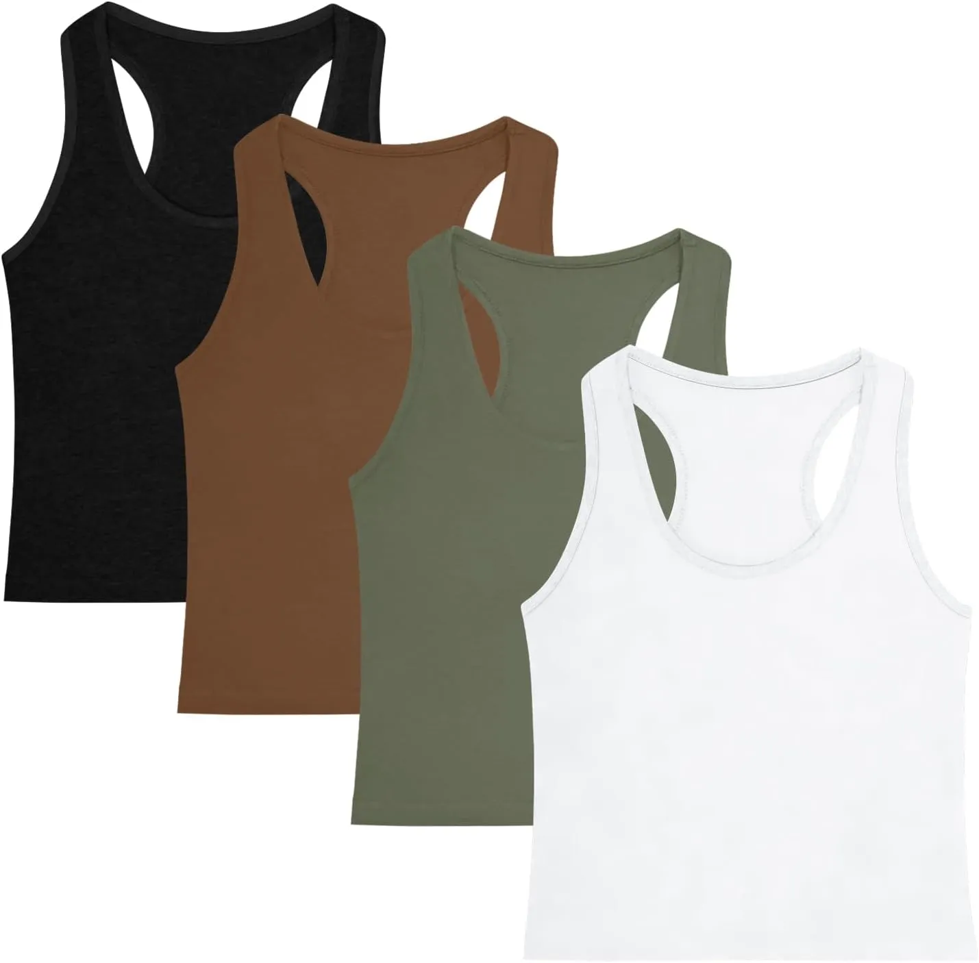4 Pieces Women's Crop Tops Cotton Basic Tank Tops Racerback Sleeveless Sports Workout Crop Tank Tops