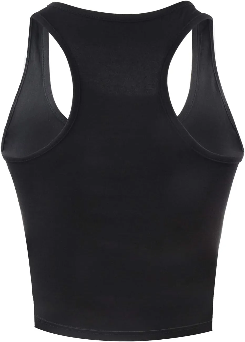 4 Pieces Women's Crop Tops Cotton Basic Tank Tops Racerback Sleeveless Sports Workout Crop Tank Tops