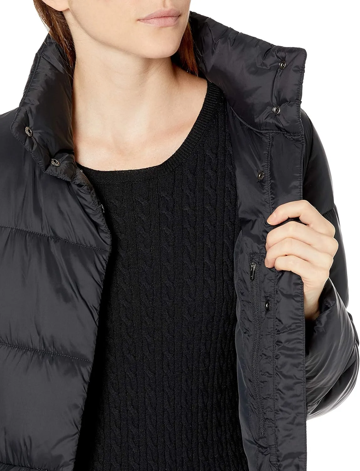 Amazon Essentials Women's Lightweight Full-Zip Water-Resistant Long Cocoon Puffer Winter Coat