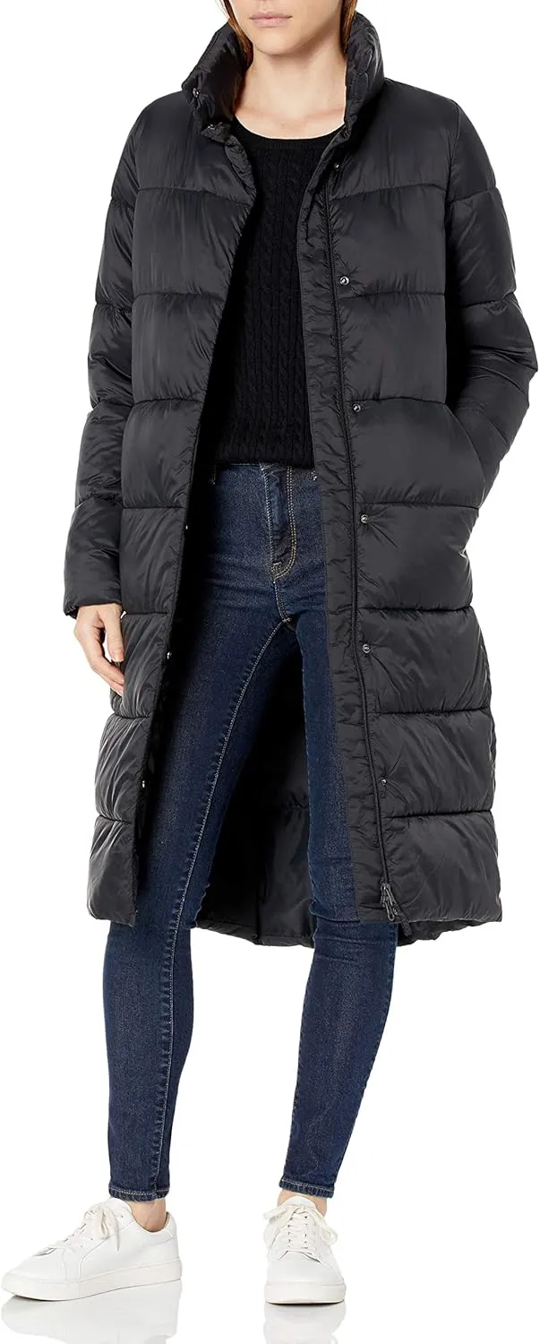 Amazon Essentials Women's Lightweight Full-Zip Water-Resistant Long Cocoon Puffer Winter Coat
