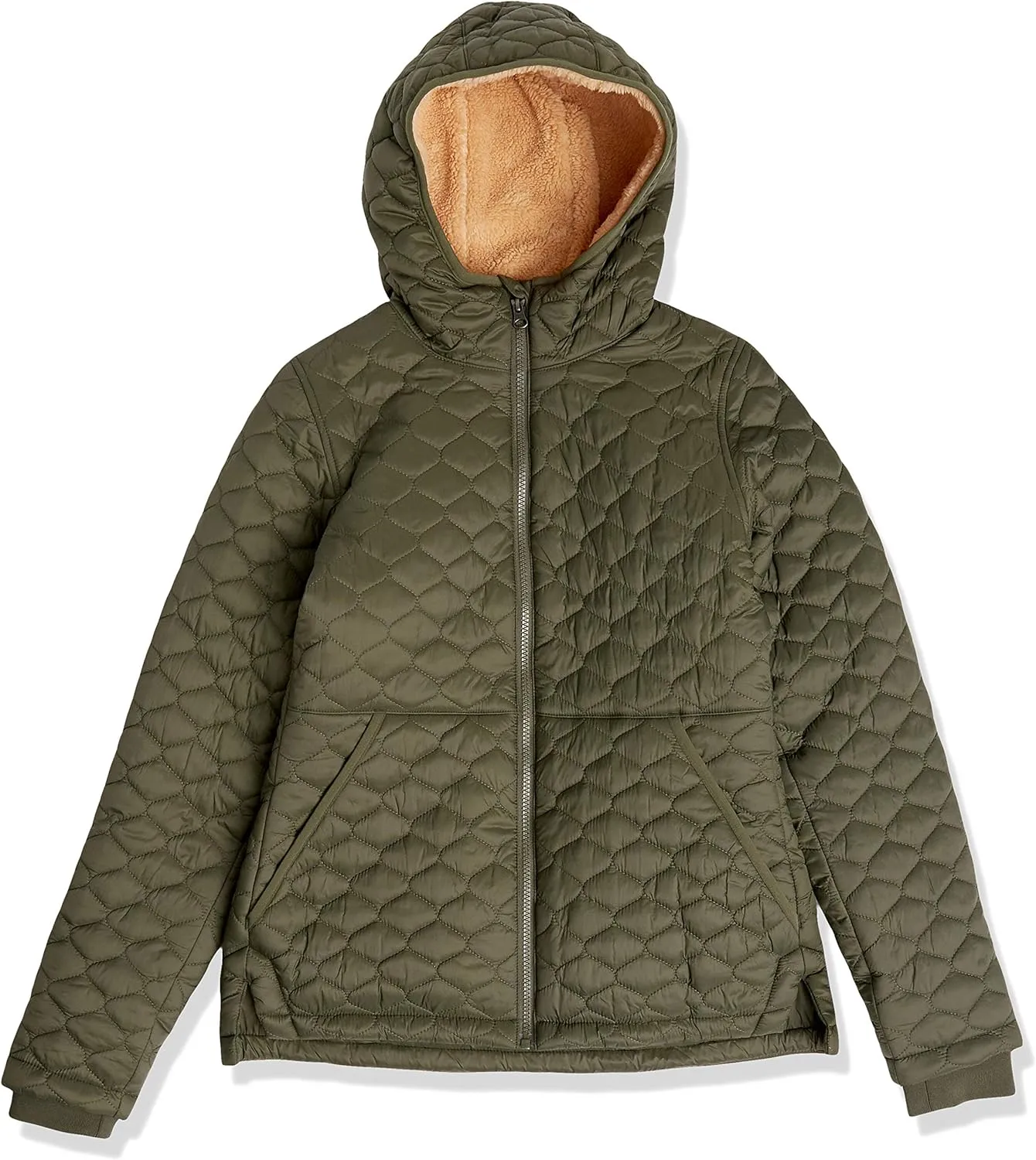 Amazon Essentials Women's Lightweight Quilted Full-Zip Water-Resistant Sherpa-Lined Hooded Puffer Jacket