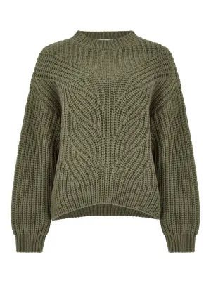 Apricot Ladies Khaki Chunky Cable Knit Sweater