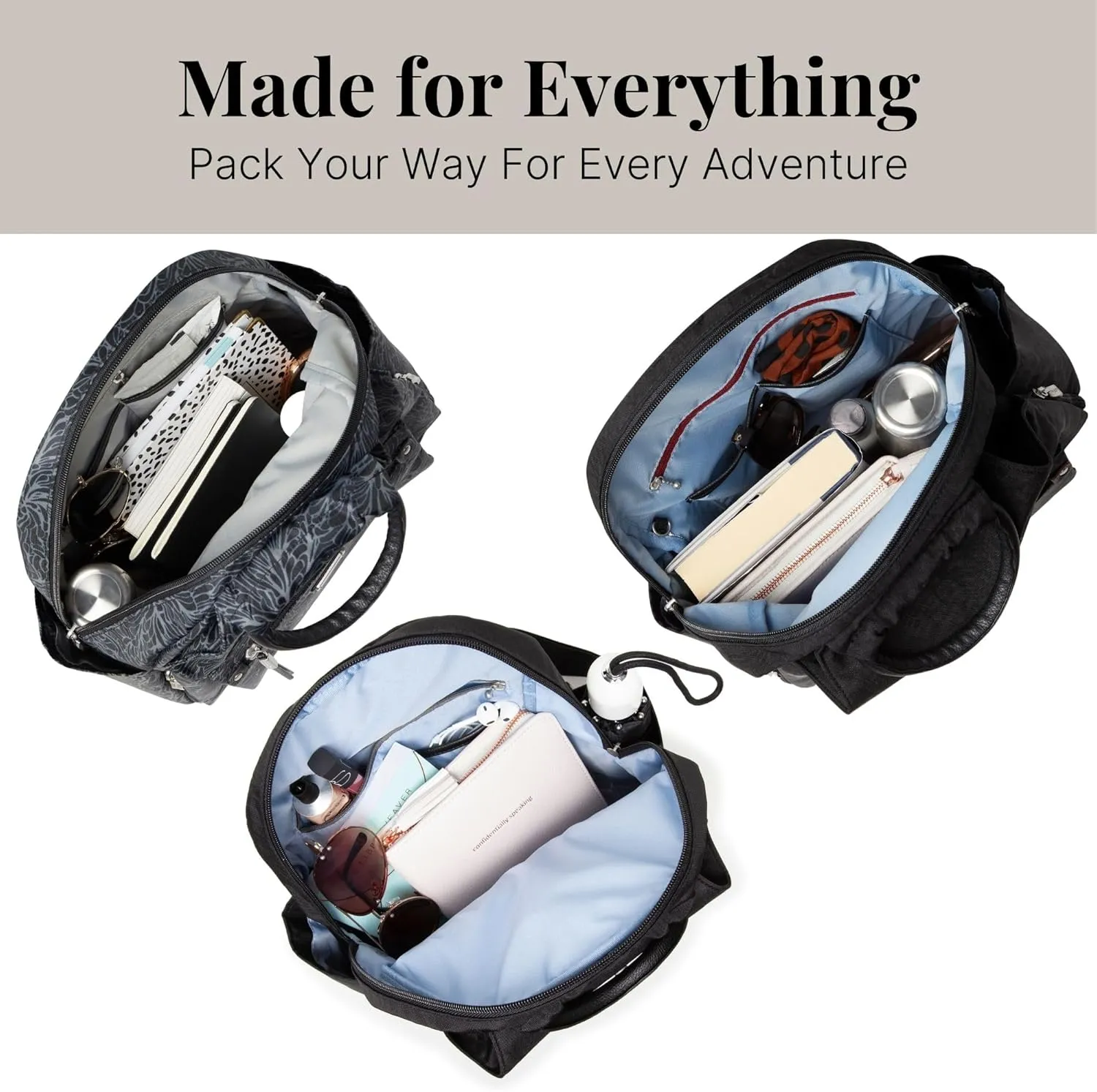 Baggallini Womens With Rfid Phone Wristlet All Day Backpack, Navy, One Size US