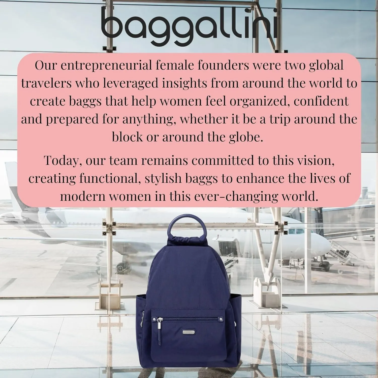 Baggallini Womens With Rfid Phone Wristlet All Day Backpack, Navy, One Size US