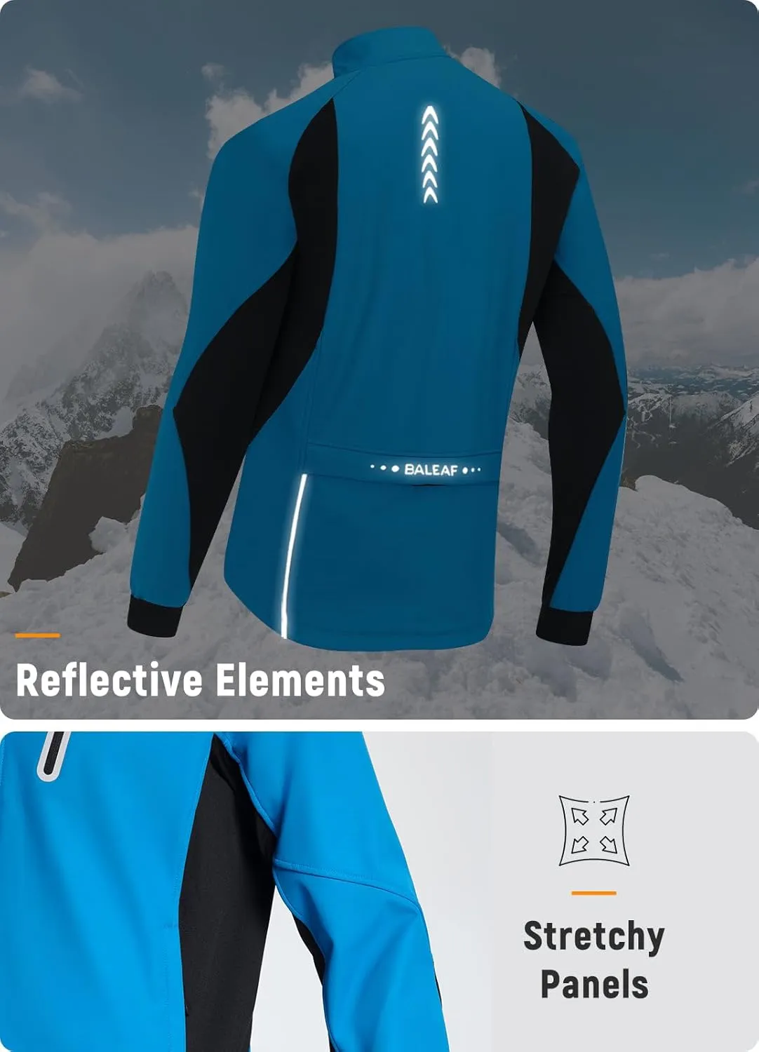 baleaf Men's Winter Cycling Jackets Water Resistant Thermal Running Softshell Jacket Warm Cold Weather Pockets