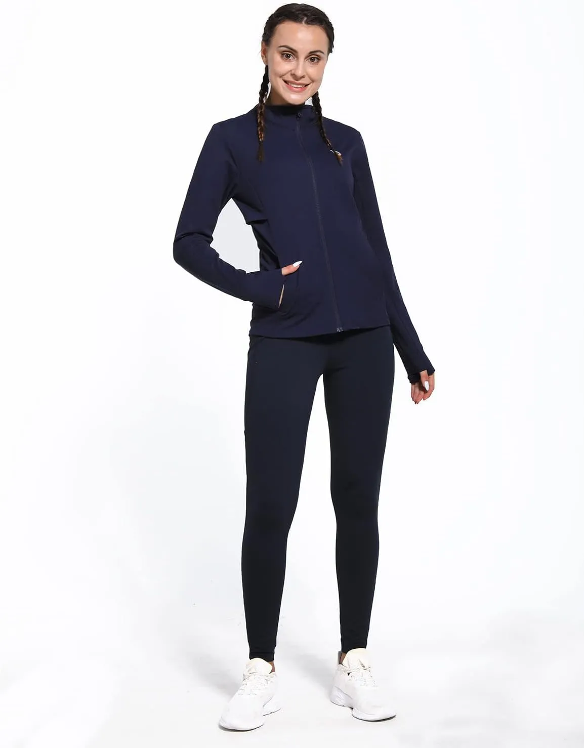baleaf Women's Fleece Running Jacket Water Resistant Full Zip Winter Cold Weather Gear Thermal Cycling Workout Jackets