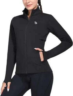 baleaf Women's Fleece Running Jacket Water Resistant Full Zip Winter Cold Weather Gear Thermal Cycling Workout Jackets