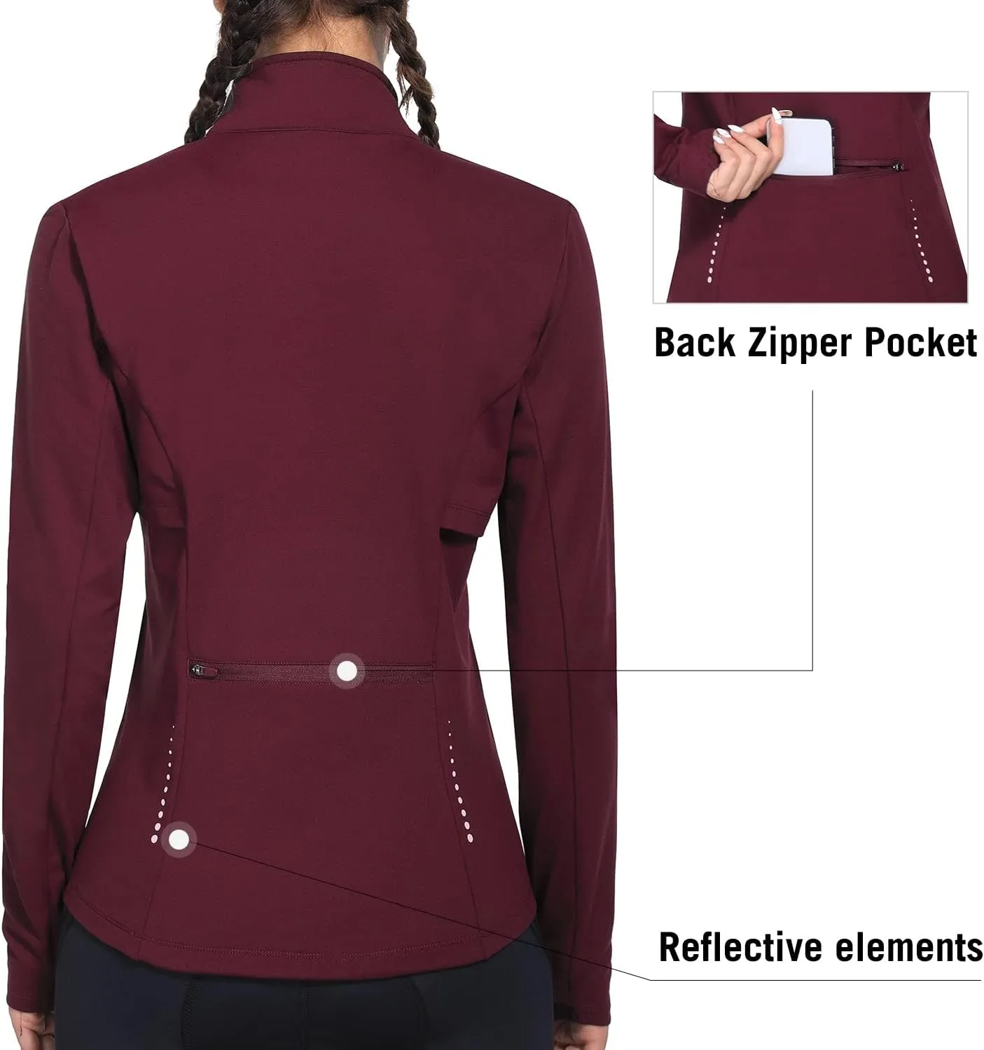 baleaf Women's Fleece Running Jacket Water Resistant Full Zip Winter Cold Weather Gear Thermal Cycling Workout Jackets