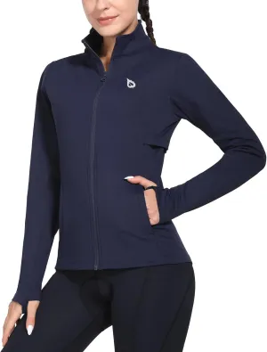 baleaf Women's Fleece Running Jacket Water Resistant Full Zip Winter Cold Weather Gear Thermal Cycling Workout Jackets