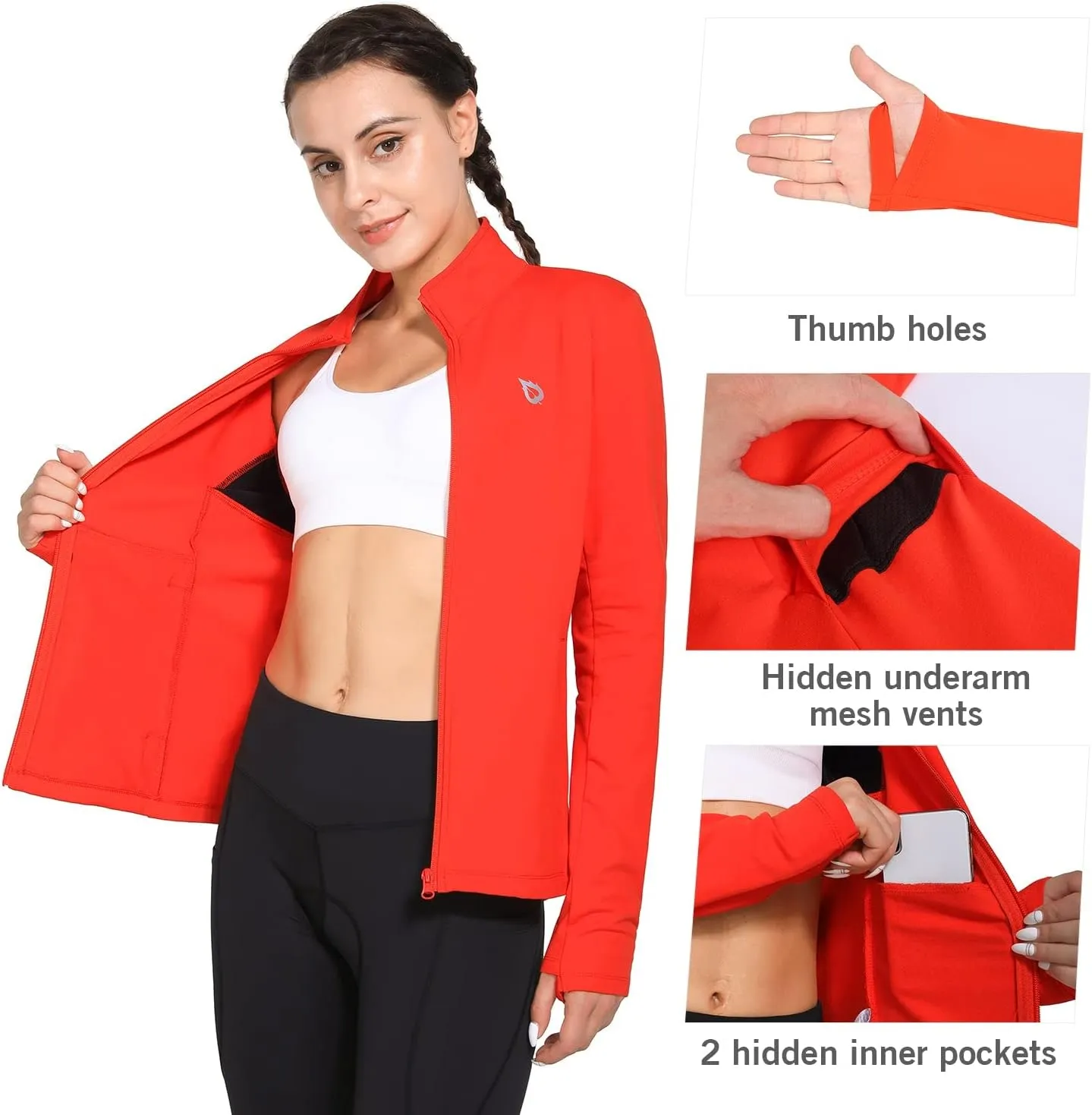 baleaf Women's Fleece Running Jacket Water Resistant Full Zip Winter Cold Weather Gear Thermal Cycling Workout Jackets