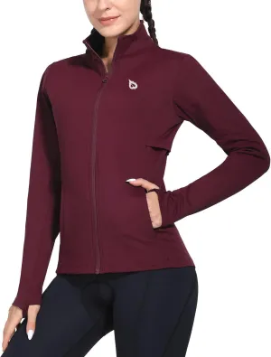 baleaf Women's Fleece Running Jacket Water Resistant Full Zip Winter Cold Weather Gear Thermal Cycling Workout Jackets
