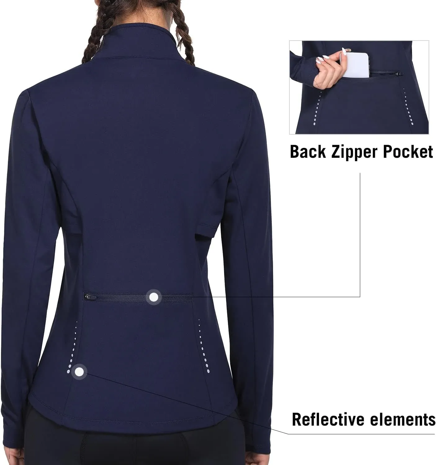 baleaf Women's Fleece Running Jacket Water Resistant Full Zip Winter Cold Weather Gear Thermal Cycling Workout Jackets