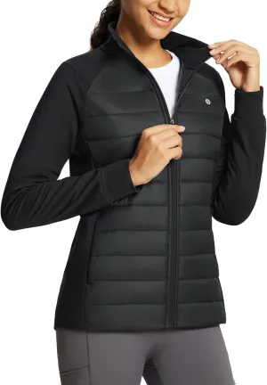 baleaf Women's Lightweight Warm Jacket Running Insulated Water Resistant Fall Jackets Winter Hiking Hybrid Puffer Coat