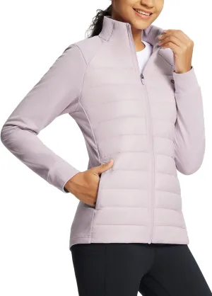 baleaf Women's Lightweight Warm Jacket Running Insulated Water Resistant Fall Jackets Winter Hiking Hybrid Puffer Coat