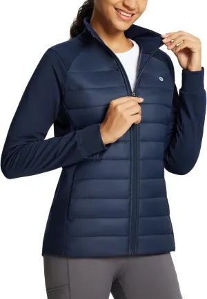 baleaf Women's Lightweight Warm Jacket Running Insulated Water Resistant Fall Jackets Winter Hiking Hybrid Puffer Coat