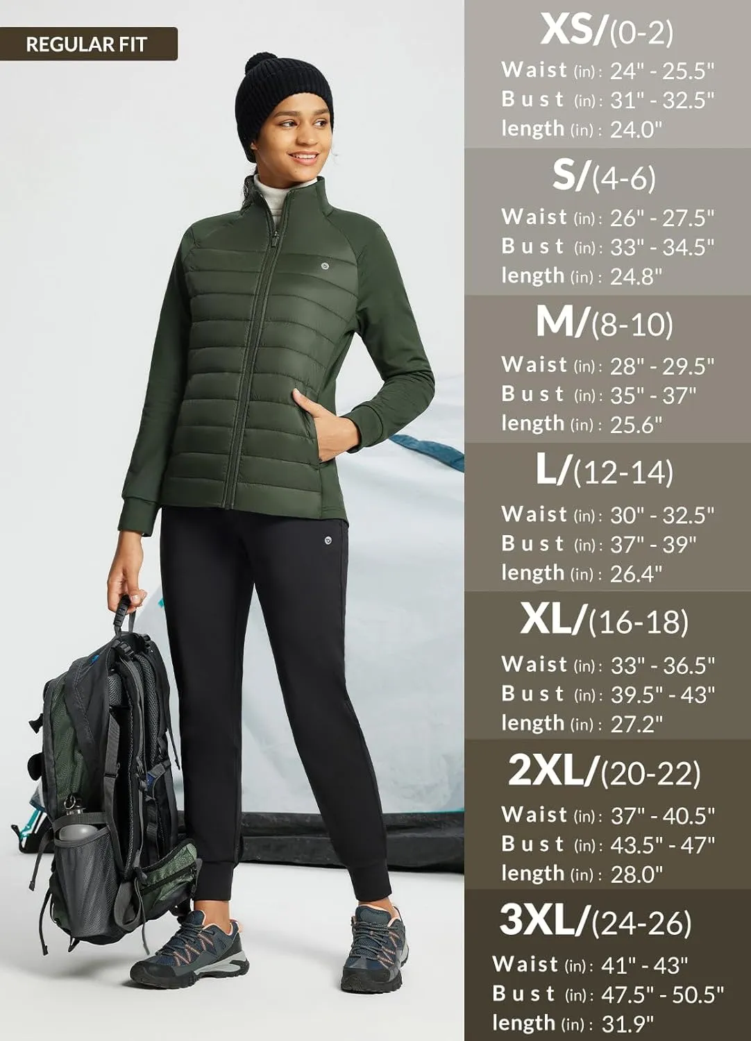 baleaf Women's Lightweight Warm Jacket Running Insulated Water Resistant Fall Jackets Winter Hiking Hybrid Puffer Coat