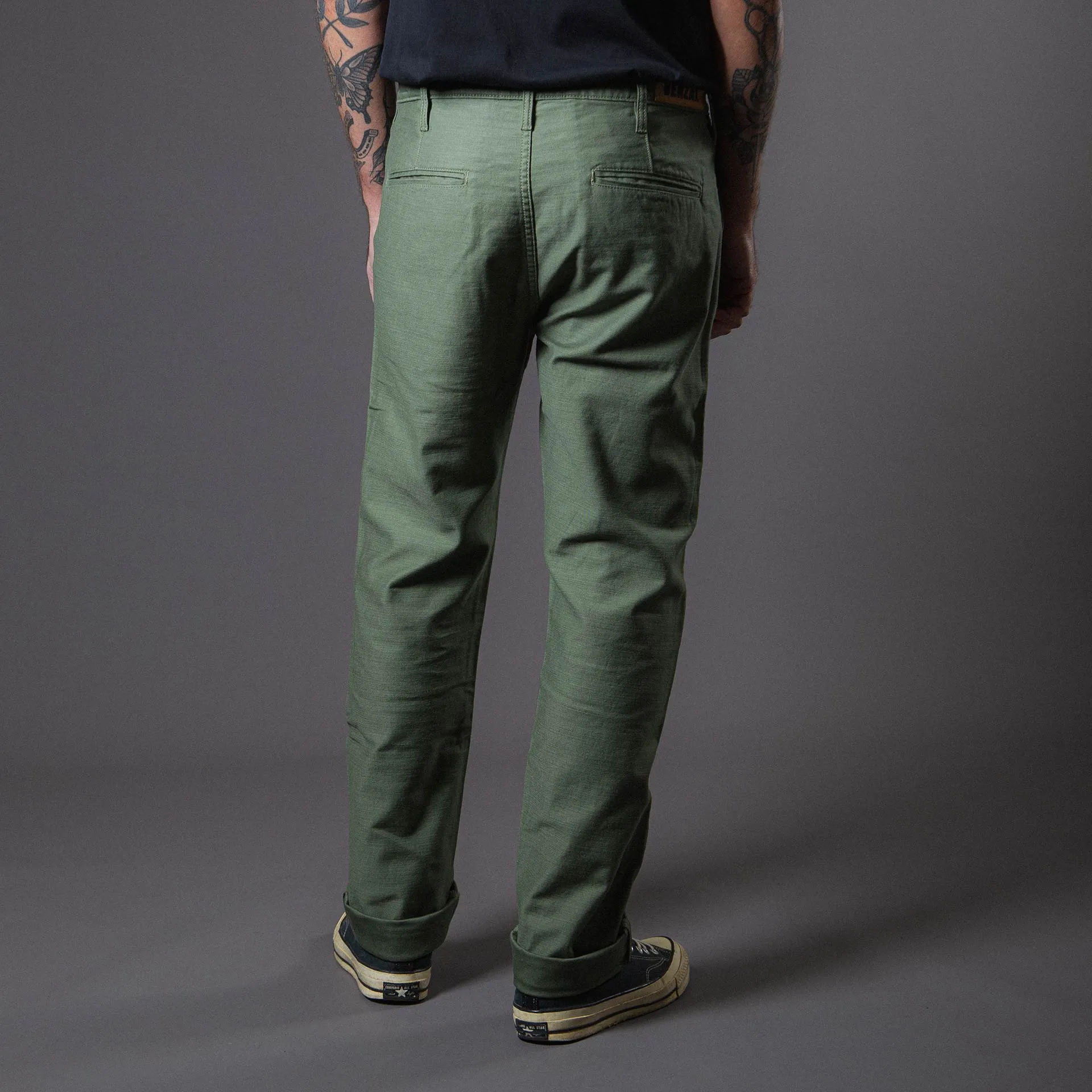 BC-03 STRAIGHT CHINO 10 oz. army green military twill