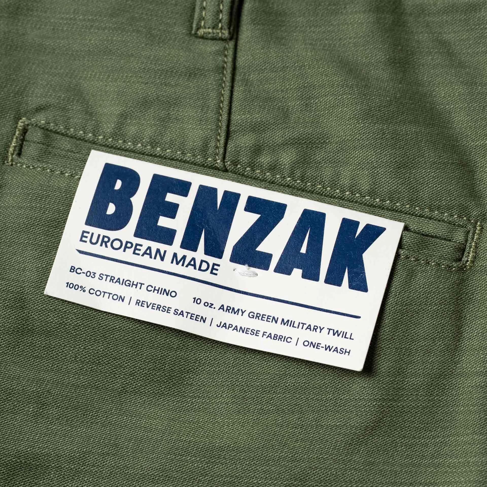 BC-03 STRAIGHT CHINO 10 oz. army green military twill