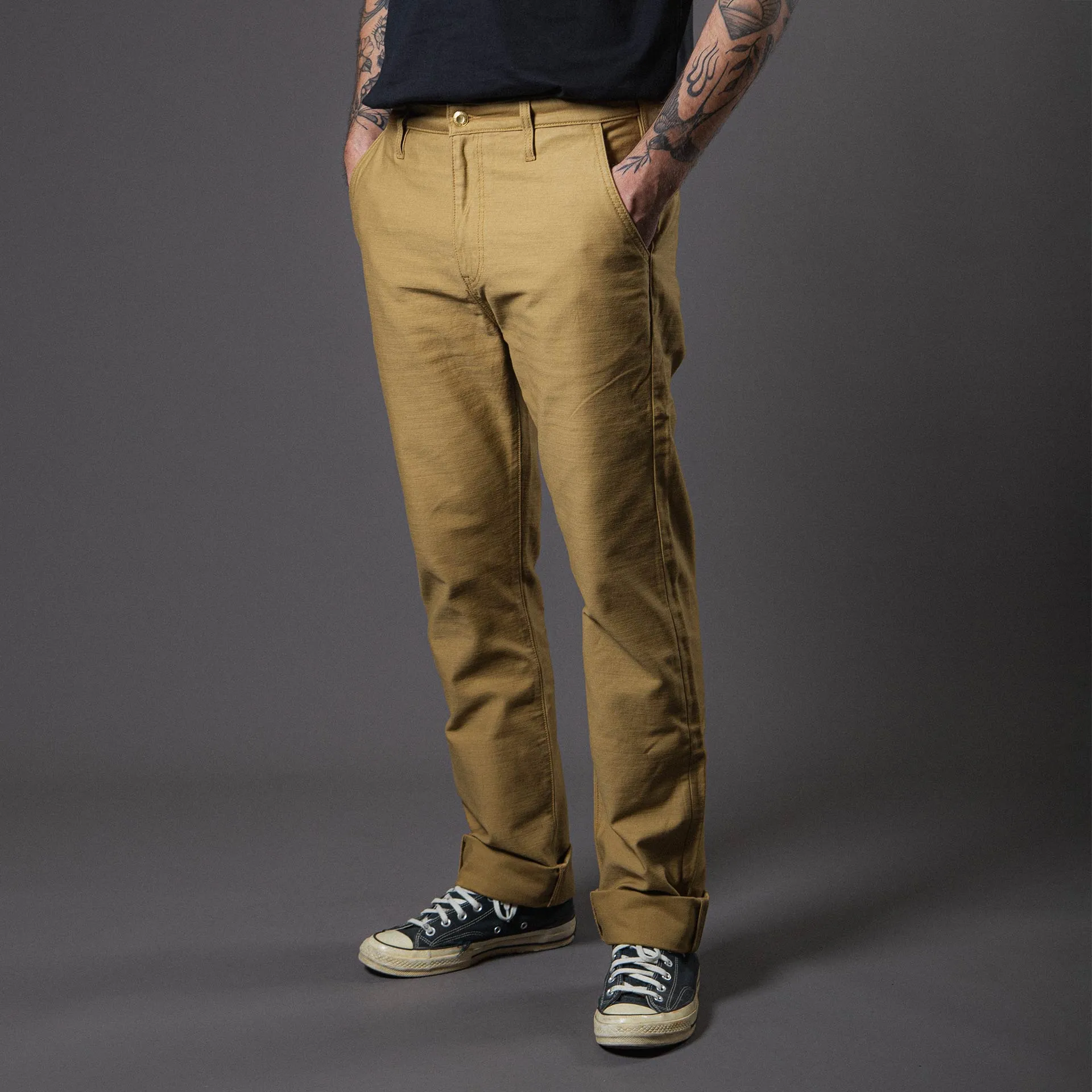 BC-03 STRAIGHT CHINO 10 oz. golden brown military twill