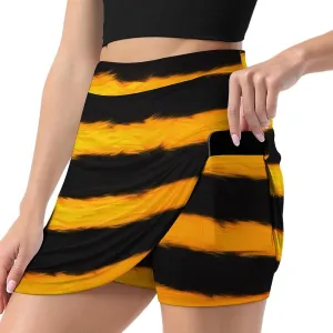 Bees Stripe Short Skorts Woman Sexy Golf Skirts Sport Shorts Skort Anti Light Single Pocket A Line Skirt Gym Culotte