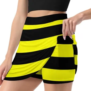 Bees Stripe Short Skorts Woman Sexy Golf Skirts Sport Shorts Skort Anti Light Single Pocket A Line Skirt Gym Culotte