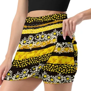 Bees Stripe Short Skorts Woman Sexy Golf Skirts Sport Shorts Skort Anti Light Single Pocket A Line Skirt Gym Culotte