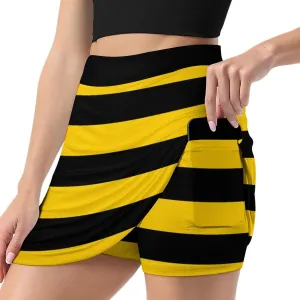 Bees Stripe Short Skorts Woman Sexy Golf Skirts Sport Shorts Skort Anti Light Single Pocket A Line Skirt Gym Culotte