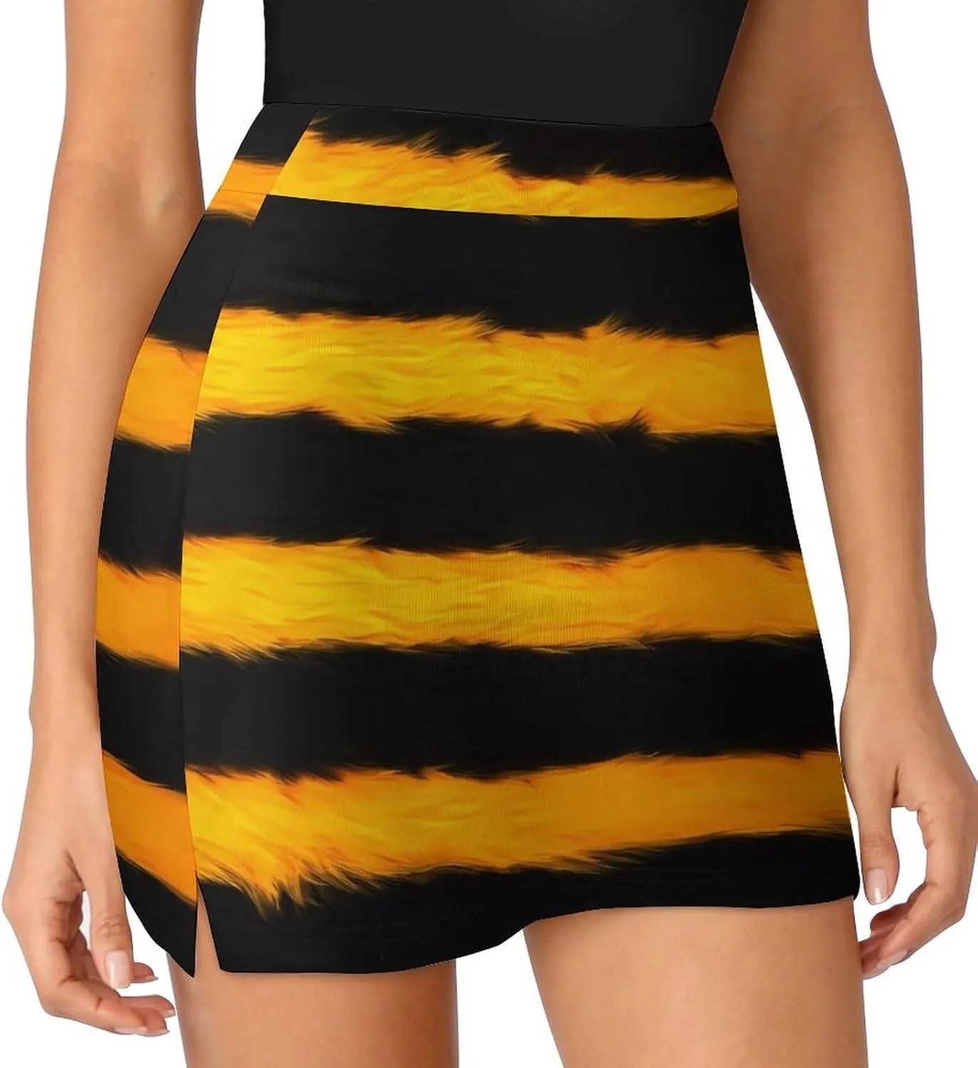 Bees Stripe Short Skorts Woman Sexy Golf Skirts Sport Shorts Skort Anti Light Single Pocket A Line Skirt Gym Culotte