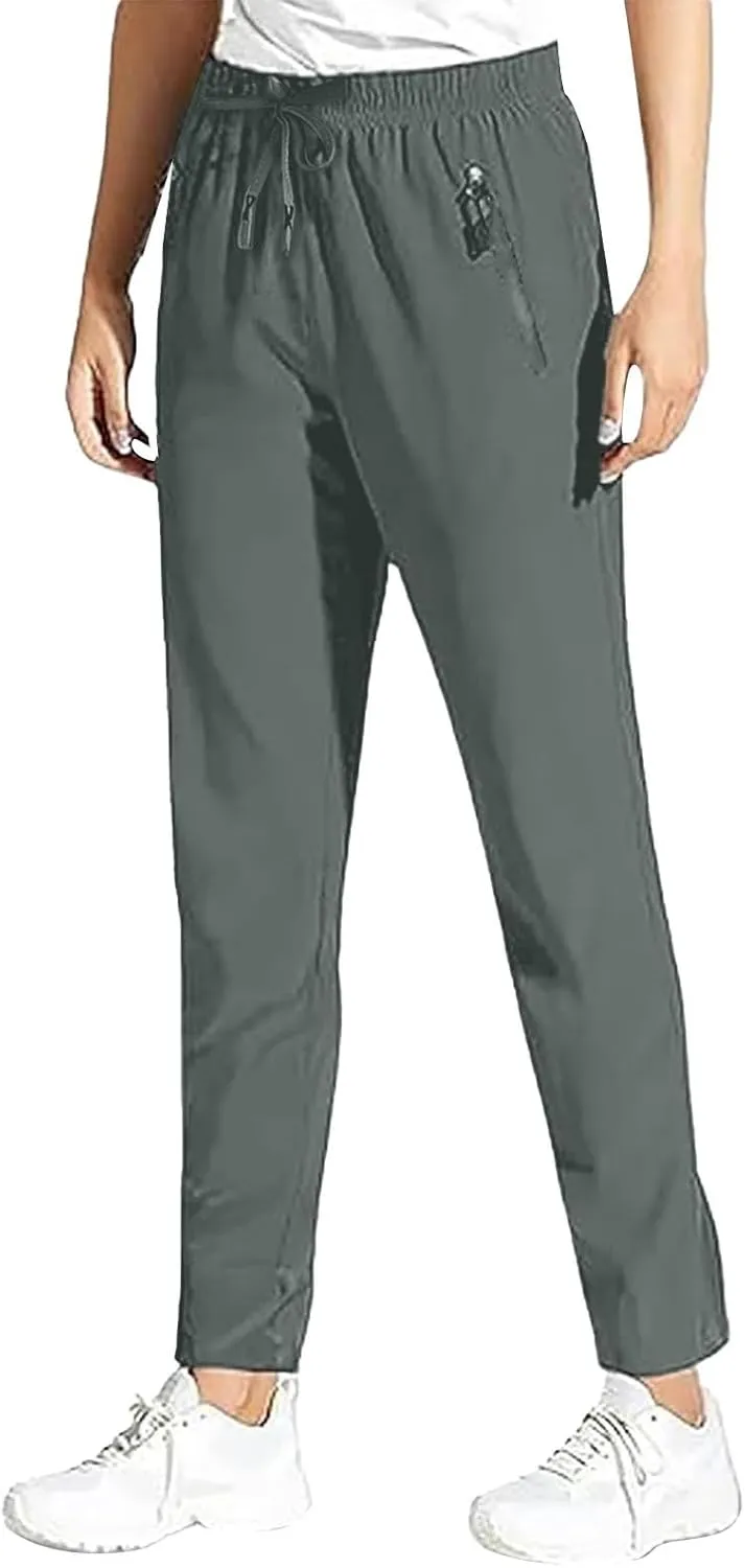 Beeswan Pants for Women Over 50 Ultra Stretch Breathable Casual Comfy Quick Dry Elastic Waist Trousers with Pockets