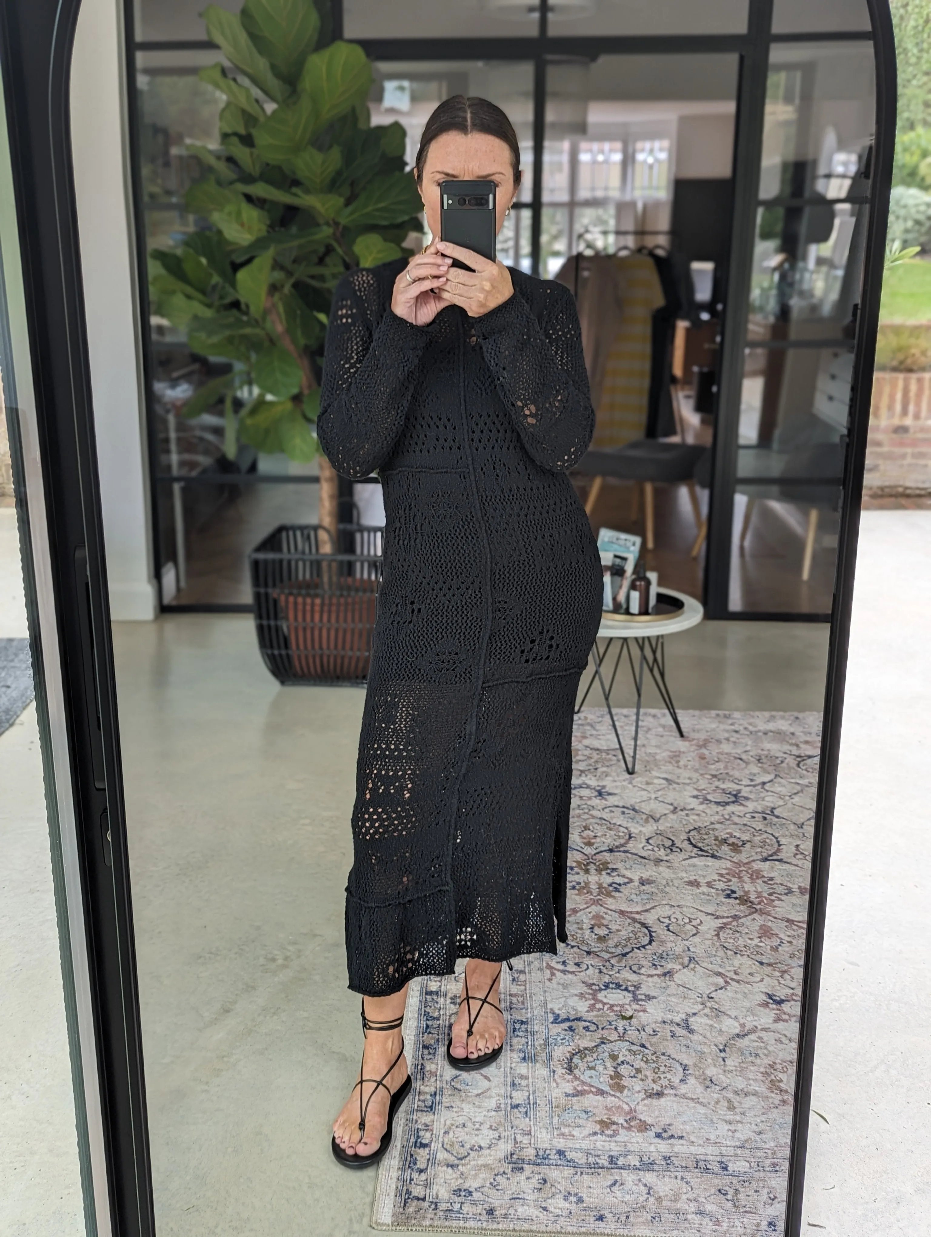 Benoit Black Artistic Crochet Dress