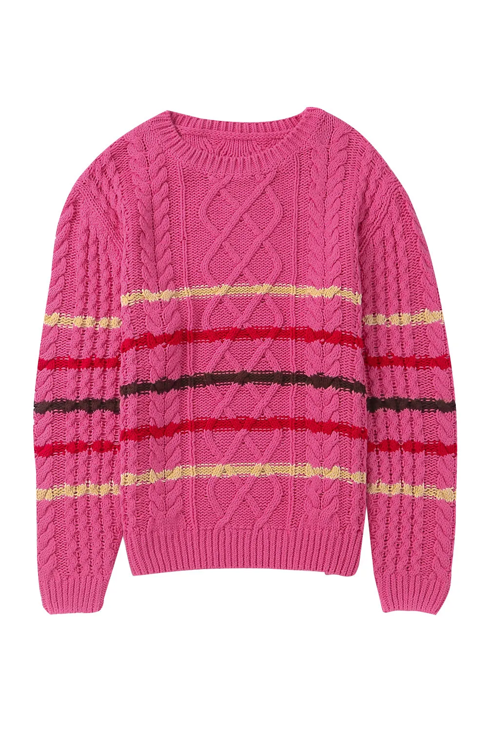 Black Striped Color Block Textured Knit Pullover Sweater