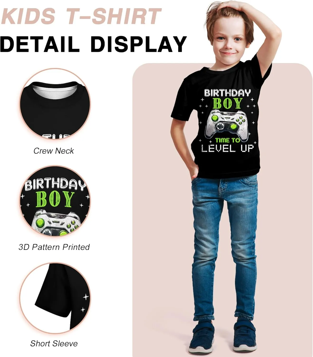 Boys Girls 3D Graphic T-Shirts, Cool Crewneck Unisex Kids Short Sleeve, Novelty Tees for 6-16 Years Teens