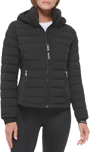 Calvin Klein Women's Water Resistant Casual Lightweight Scuba Side Panels Jacket