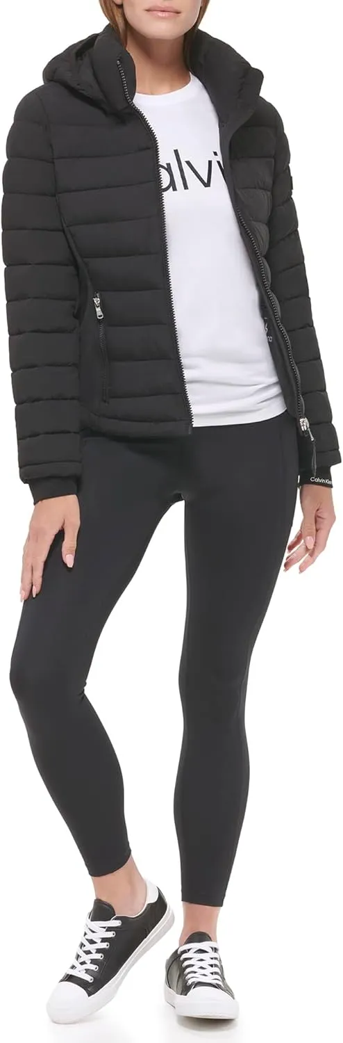 Calvin Klein Women's Water Resistant Casual Lightweight Scuba Side Panels Jacket
