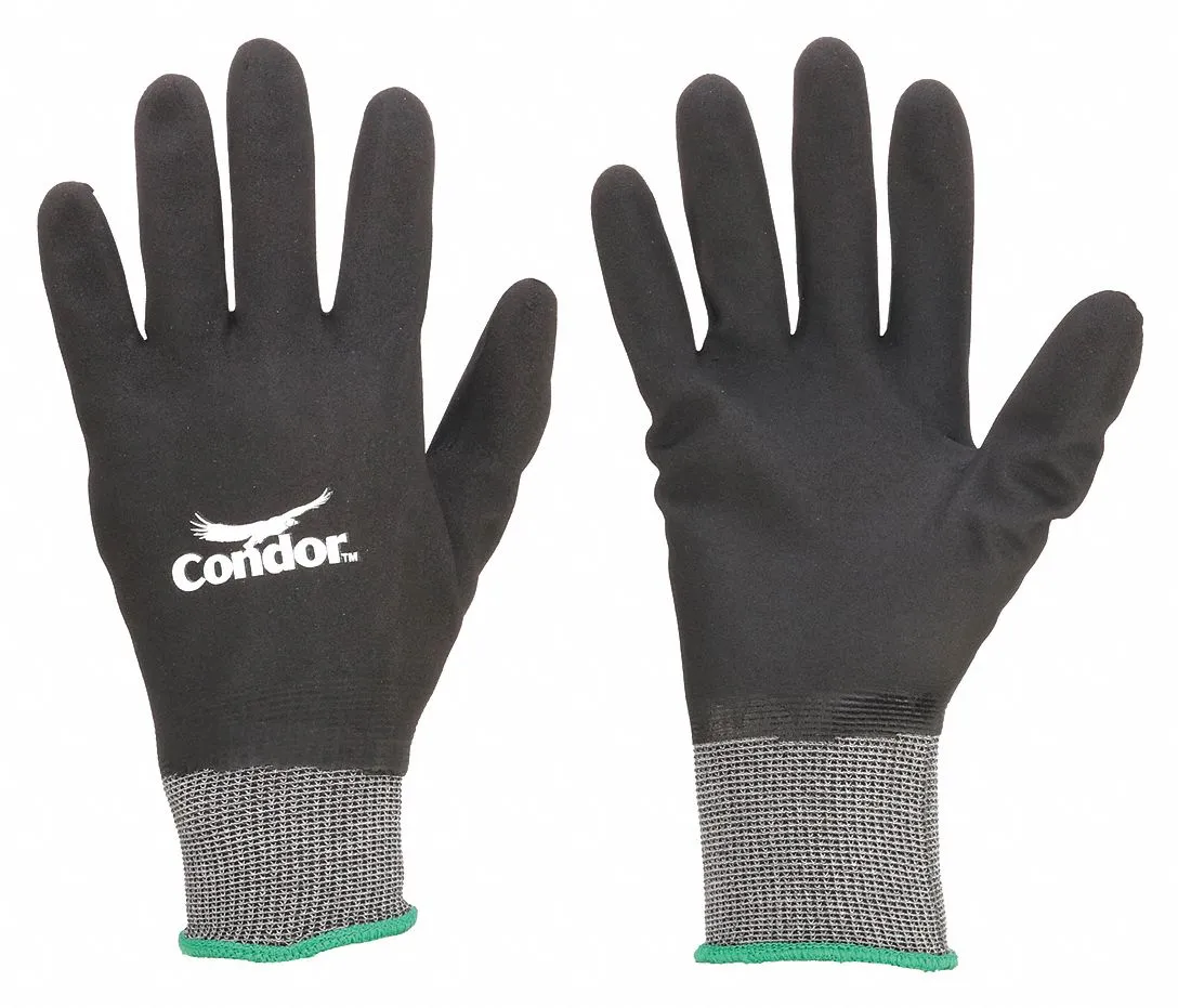 CONDOR Full Dipped Nitrile Coated Gloves, XS - ANSI Abrasion Level 4