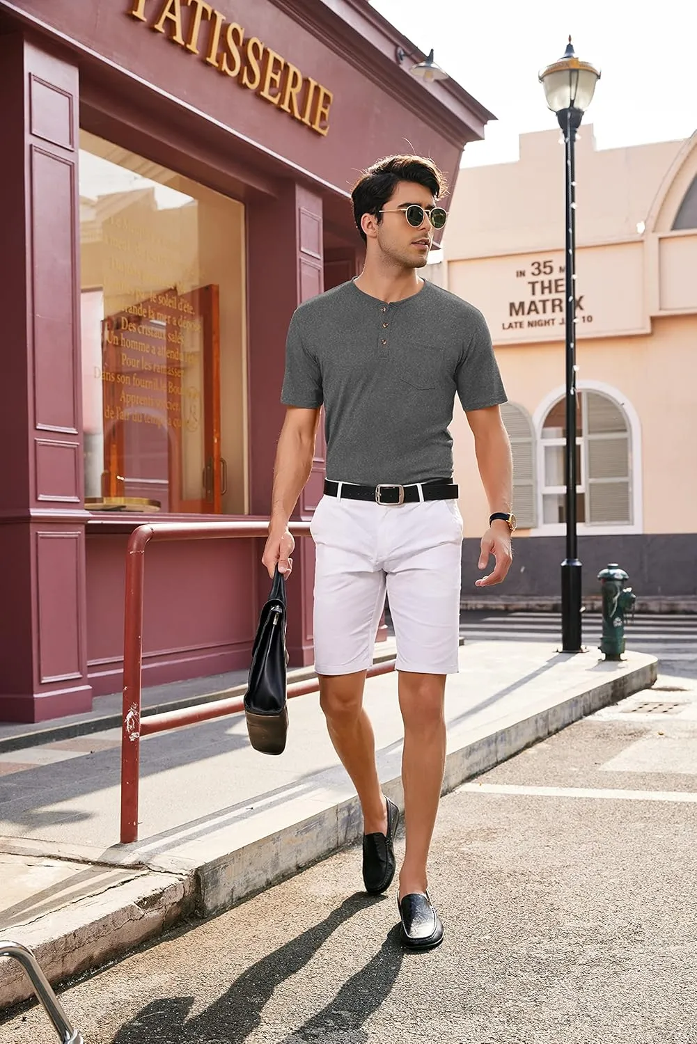 COOFANDY Men's 3 Pack Henley Shirts Short Sleeve Casual Basic Tees Classic Henley Summer Solid T Shirts with Pocket