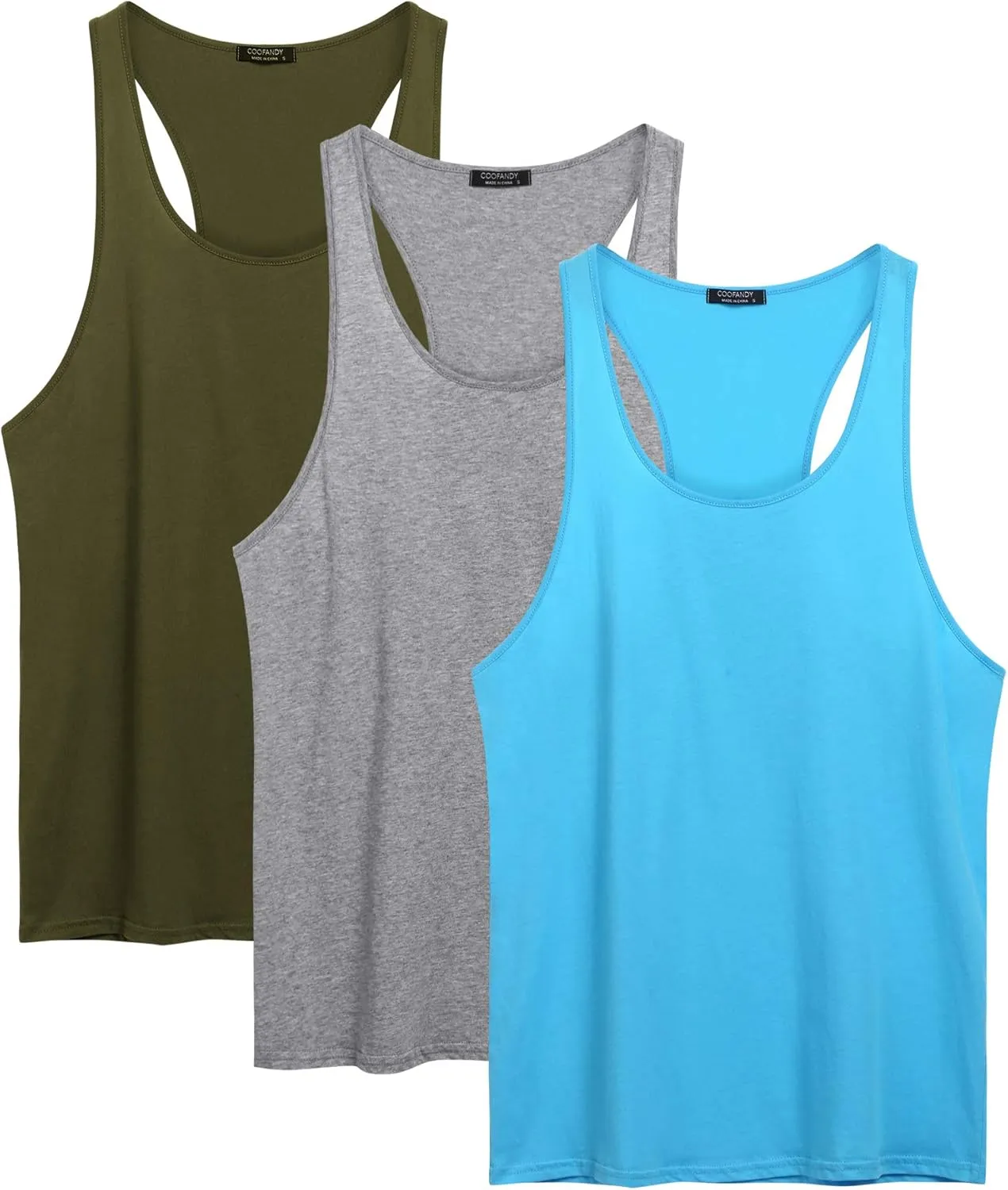 COOFANDY Men's 3 Pack Tank Tops Cotton Performance Sleeveless Casual Classic T Shirts