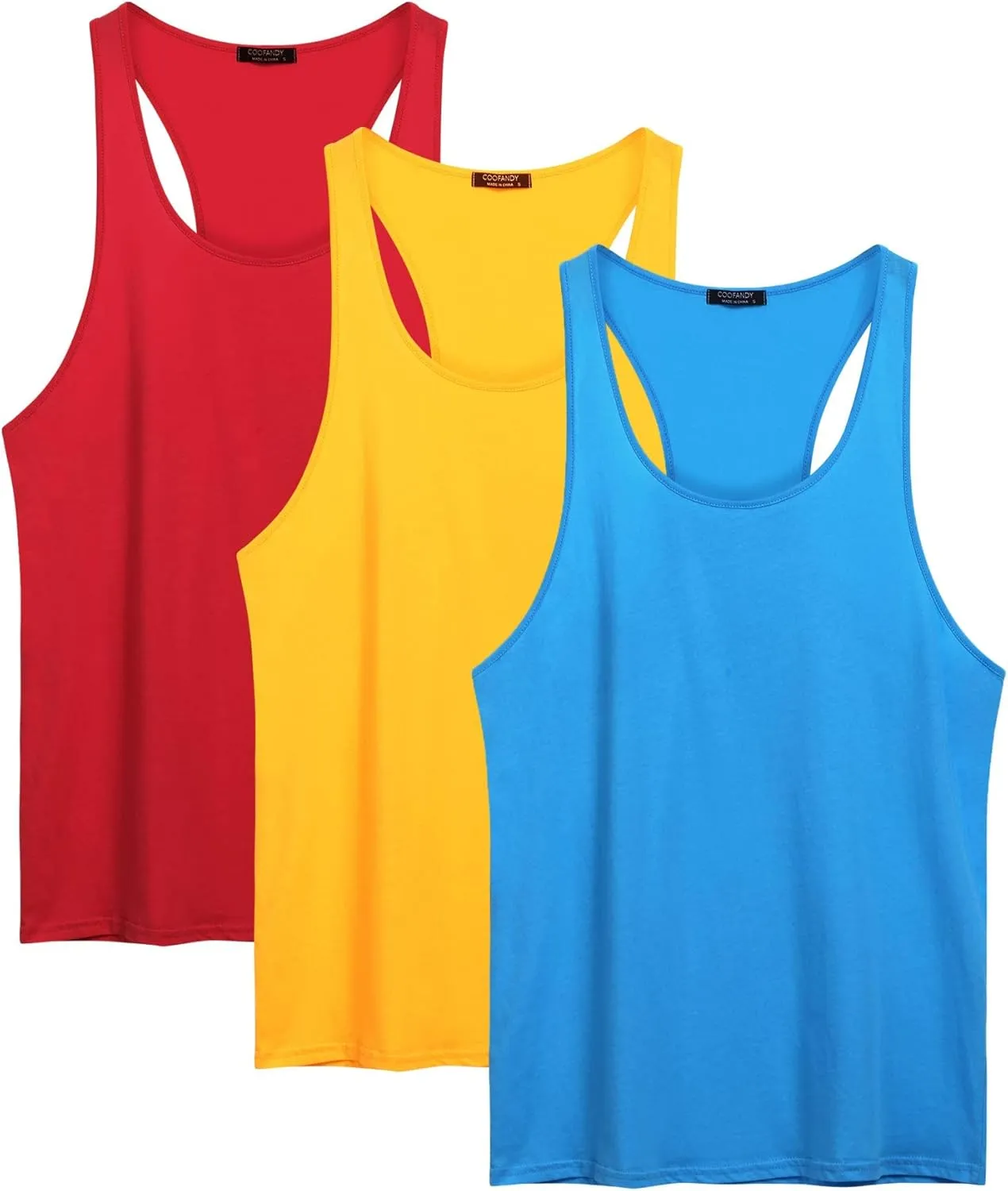 COOFANDY Men's 3 Pack Tank Tops Cotton Performance Sleeveless Casual Classic T Shirts