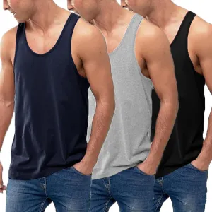 COOFANDY Men's 3 Pack Tank Tops Cotton Performance Sleeveless Casual Classic T Shirts