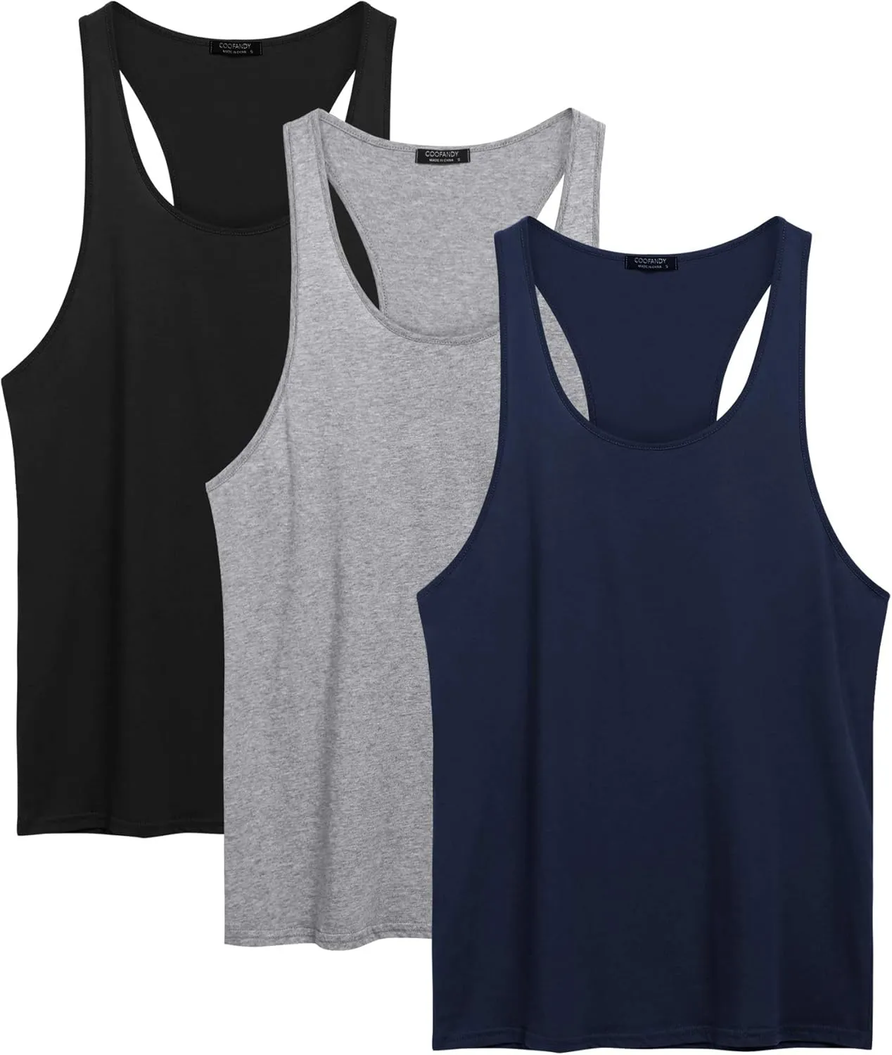 COOFANDY Men's 3 Pack Tank Tops Cotton Performance Sleeveless Casual Classic T Shirts