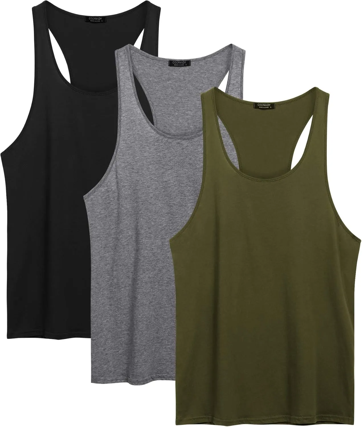 COOFANDY Men's 3 Pack Tank Tops Cotton Performance Sleeveless Casual Classic T Shirts