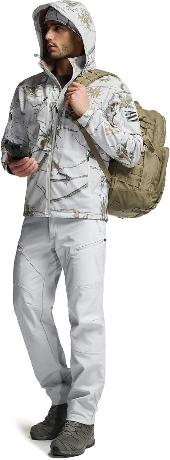 CQR Men's Fleece Lined Tactical Softshell Jackets, Lightweight Water Resistant Hunting Hiking Jacket, Winter Outdoor Jacket