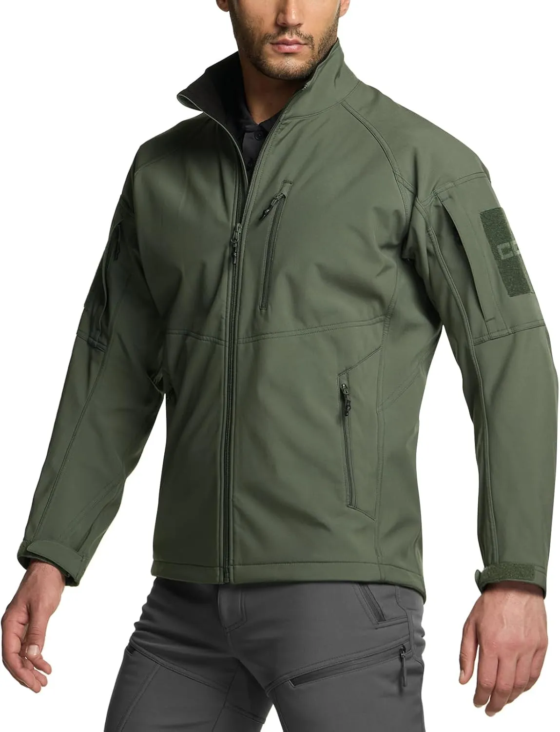 CQR Men's Fleece Lined Tactical Softshell Jackets, Lightweight Water Resistant Hunting Hiking Jacket, Winter Outdoor Jacket